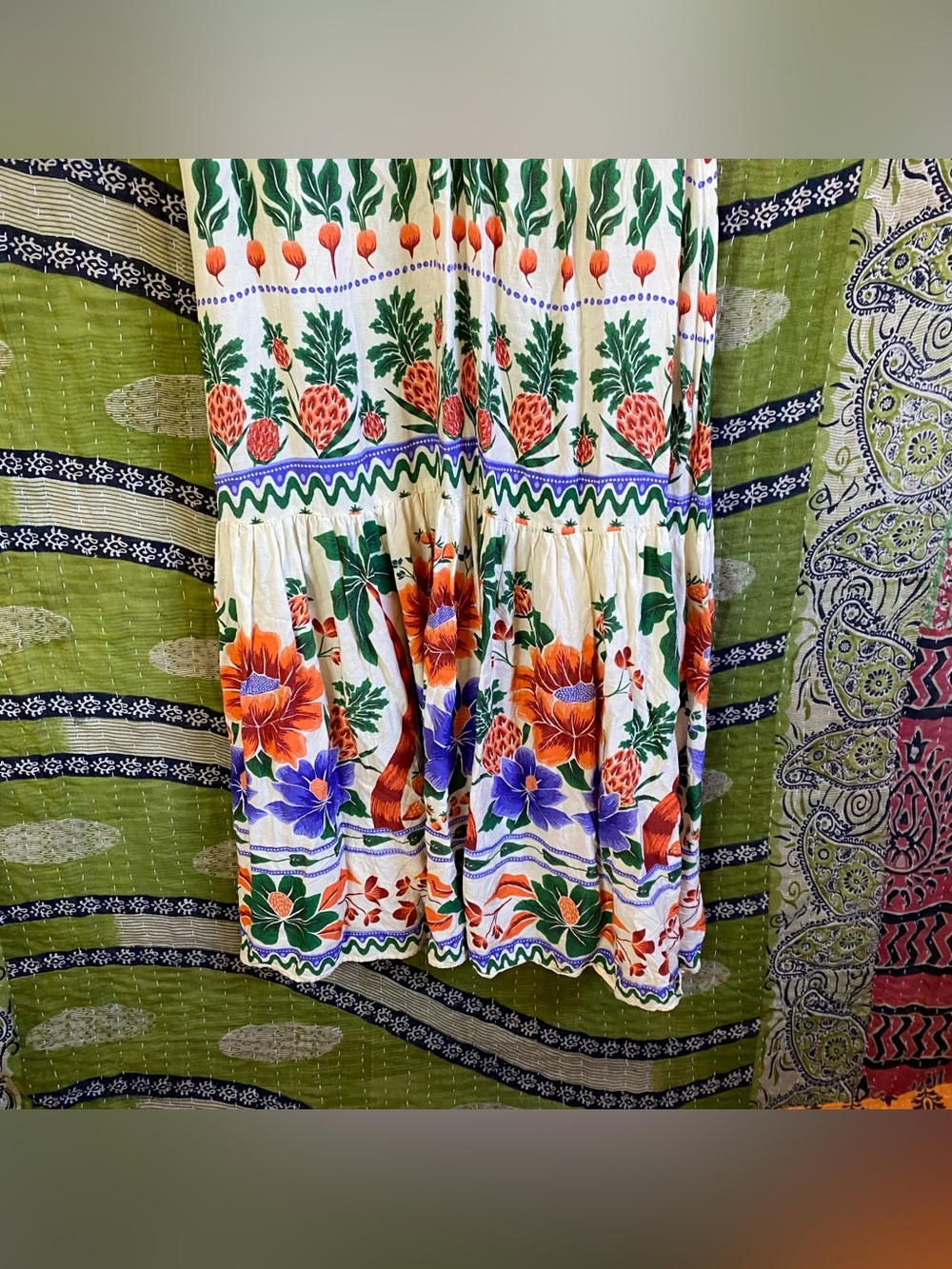 FARM Rio for Anthropologie Printed V-Neck Kaftan Maxi Cut-Out Dress Size Small - Picture 9 of 15